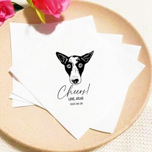 Serviettes de table à cocktail personnalisées pour animal de compagnie, serviettes de table de mariage personnalisées portrait d&#39;animal de compagnie, serviettes de table de mariage de chien, serviettes de table à cocktail personnalisées chat, serviettes de table de toilette personnalisées pour animal de compagnie