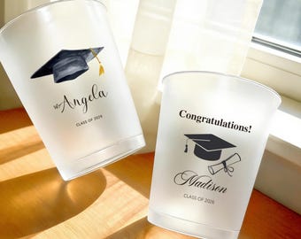 Graduation Frosted Cups, Graduation Party Favors, Grad Gifts, College Graduation Favors, Class of 2026 Cups, Cheers to the Graduate