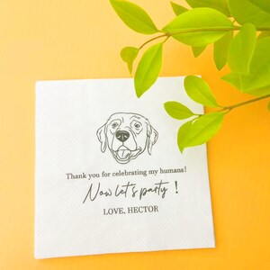 Tovaglioli personalizzati per matrimoni, tovaglioli personalizzati per feste con cani illustrati, tovaglioli da cocktail personalizzati unici, tovaglioli da doccia, tovaglioli nuziali