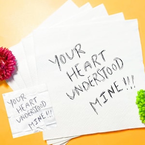 Benutzerdefinierte Liebeshinweis-Papierservietten, personalisierte handgeschriebene Papierservietten, bedruckte Hochzeits-Cocktailservietten, benutzerdefinierte Liebeshinweis-Handschrift-Servietten
