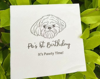 Personalized Illustrated Dog Napkins, Custom Party Napkins