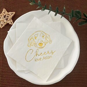Tovaglioli personalizzati per animali domestici per matrimoni, bomboniere per cani, tovaglioli personalizzati in lamina d'oro per matrimoni, regali speciali per amanti degli animali, tovaglioli per feste