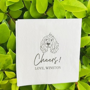 Benutzerdefinierte Haustier-Porträt-Hochzeits-Servietten, personalisierte Cocktail-Servietten, Dusche-Dekor, Geburtstag-Servietten, personalisiertes Cocktail-Getränkepapier