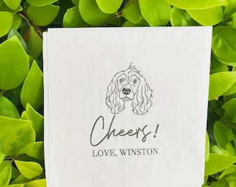 Custom Pet Portrait Wedding Napkins, Personalized Cocktail Napkins, Shower Decor, Birthday Napkins, Personalized Cocktail Beverage Paper