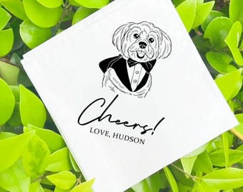 Custom Pet Portrait Napkins, Personalized Wedding & Party Decor