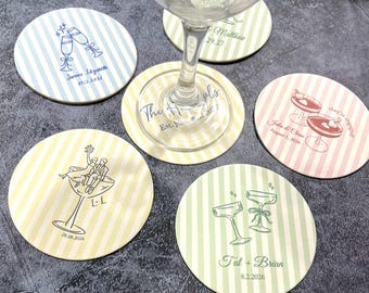 Personalized Wedding Coasters, Custom Party Paper Coasters, Wedding/Bridal Shower Decor, Thank You Favors