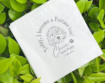 Tovaglioli personalizzati per animali domestici per matrimoni, tovaglioli da cocktail personalizzati unici, tovaglioli per feste con cani illustrati personalizzati, decorazioni per la doccia, tovaglioli di compleanno