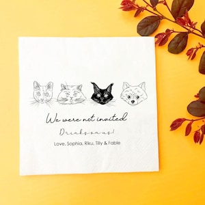 Serviettes de table à cocktail personnalisées pour animal de compagnie, serviettes de table de mariage personnalisées portrait d&#39;animal de compagnie, serviettes de table de mariage de chien, serviettes de table à cocktail personnalisées chat, serviettes de table de toilette personnalisées pour animal de compagnie