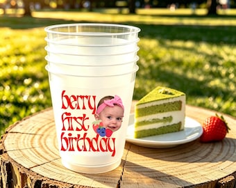 Custom Birthday Frosted Cups, Custom Reception Bar Cups, Personalized Birthday Photo Cup, Birthday Decor, Party Supplies, Birthday Face Cups