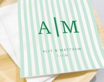 Personalized Stripes Cocktail Napkins, Custom Wedding Napkins,  Bridal Shower & Party Engagement Decor
