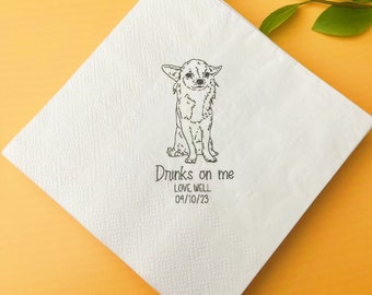 Personalized Dog Wedding Napkins, Custom Pet napkins, Cat Napkins, Shower Decor, Unique Party Napkins, Cocktail Napkins, Napkins for Events