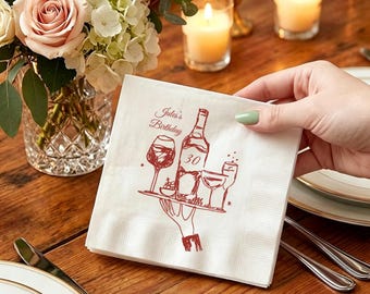 Custom Wedding Napkins, Reception Napkins, Personalized Birthday Napkins,  Engagement Napkins, Personalized Cocktail Napkins, Party Decor
