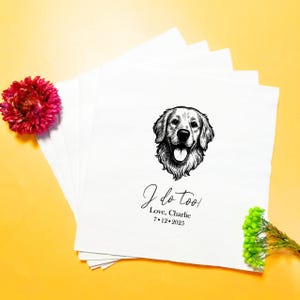 Custom Dog Wedding Napkins, Custom Pet Portrait Wedding Napkins, Dog Cocktail Napkins, Custom Cat Cocktail Napkins, Customized Pet Napkins
