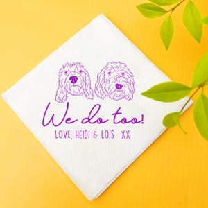 Tovaglioli per feste per cani illustrati personalizzati, tovaglioli da cocktail personalizzati, tovaglioli per matrimoni, tovaglioli per matrimoni personalizzati per animali domestici, tovaglioli per gatti