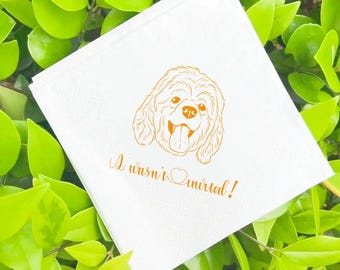 Custom Pet Illustration Wedding Napkins, Personalized Cocktail Napkins