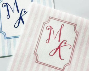 Custom Wedding Striped Napkins, Personalized Cocktail Napkins, Reception Cocktail Napkins, Bridal Shower & Party Engagement Decor