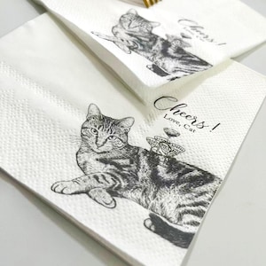 Custom Pet Cocktail Napkins, Custom Pet Portrait Wedding Napkins, Dog Wedding Napkins, Custom Cat Cocktail Napkins, Customized Pet Napkins