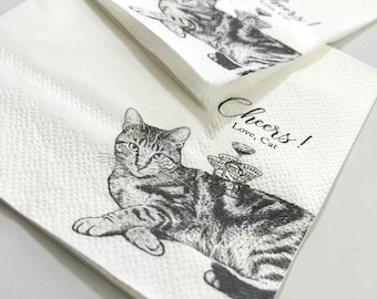 Serviettes de table à cocktail personnalisées pour animal de compagnie, serviettes de table de mariage personnalisées portrait d'animal de compagnie, serviettes de table de mariage de chien, serviettes de table à cocktail personnalisées chat, serviettes de toilette personnalisées pour animal de compagnie