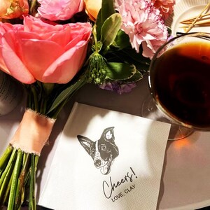 Serviettes personnalisées pour chien | Serviettes de table personnalisées | Serviettes dessinées à la main pour animaux de compagnie | Serviettes de table personnalisées pour mariage d&#39;animal de compagnie | Serviettes de mariage | Serviettes chien