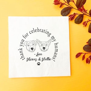 Tovaglioli per matrimonio con cani illustrati personalizzati, tovaglioli per cocktail personalizzati per animali domestici, tovaglioli da bar personalizzati, tovaglioli per feste con animali domestici, tovaglioli per amanti degli animali domestici