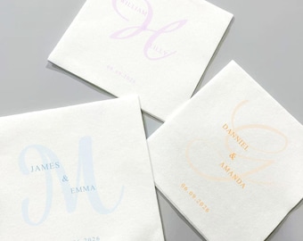 Personalized Wedding Napkins, Monogram Cocktail Napkins, Custom Wedding Napkins, Wedding Cocktail Napkins, Minimalist Wedding Table Decor