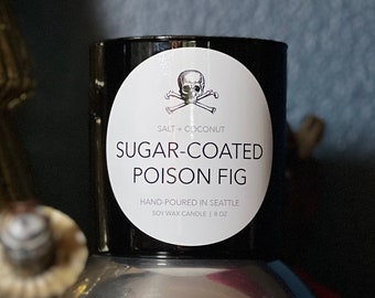 Sugar Coated Poison Fig Scented Candle in Modern Black Glass Vessel