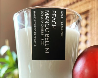 Peach Mango Bellini Soy Wax Candle - Refreshing and Fruity Aroma