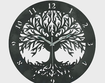 Decorative Large Wall Clock -  Tree Of Life Wall Clock 38cm Diameter - Silent