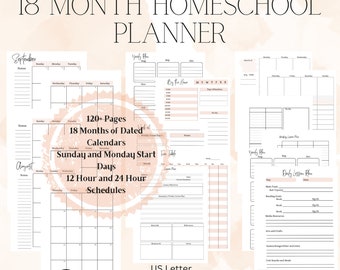 18 Month Dated Homeschooling Planner/Unit Studies Planner/Lesson Plans/ Household Planner