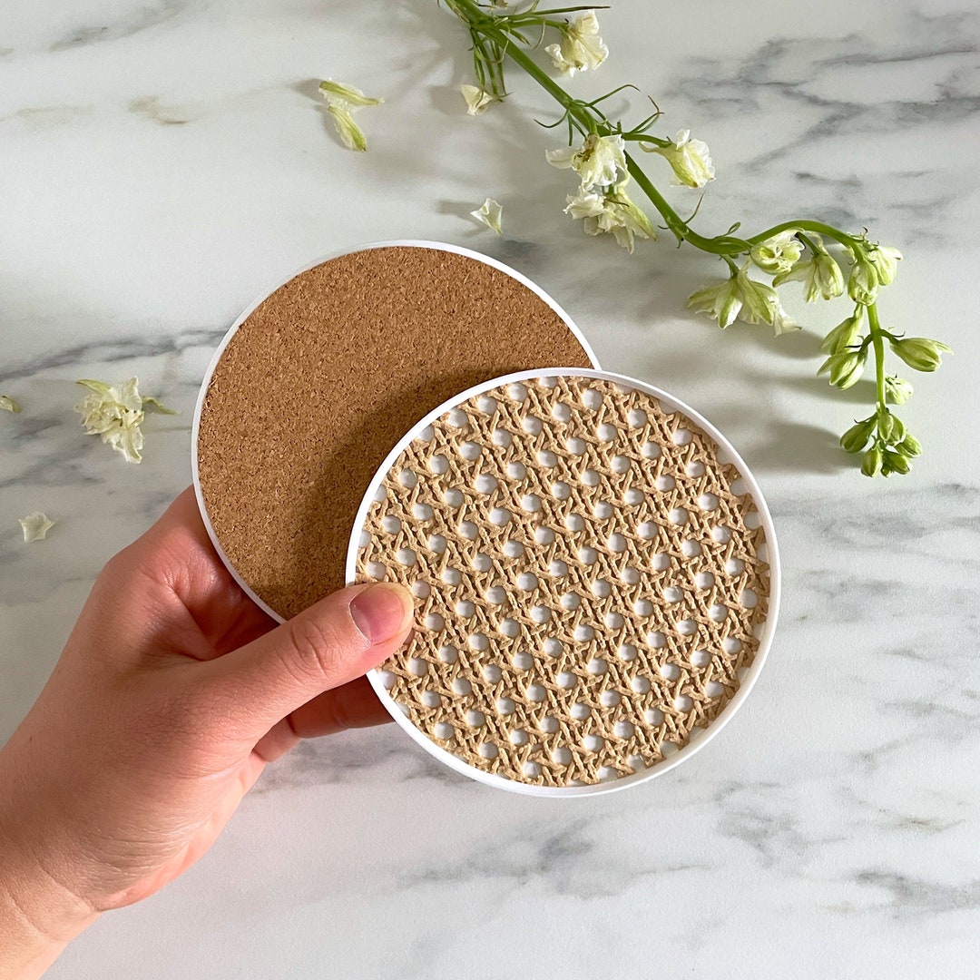 View of Japandi Minimalist Rattan Coaster / Coffee Table Decor / - Etsy