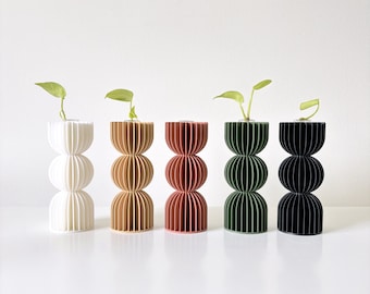 Vase à fleurs minimaliste Japandi / Vase à bourgeons Bauhaus moderne / Vase imprimé en 3D