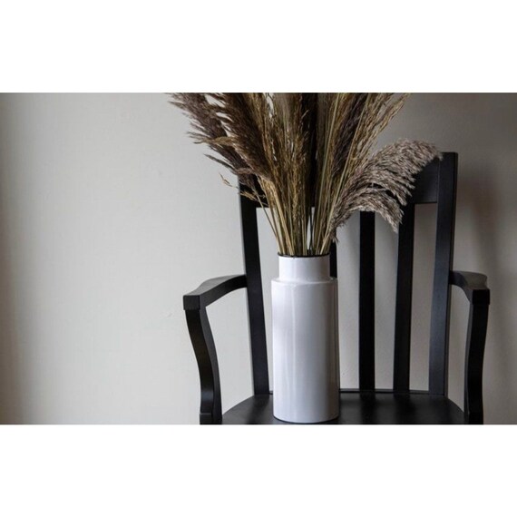Tall White Metal Vase Etsy