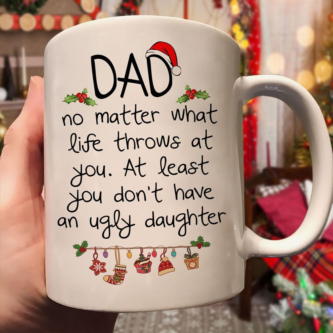Dad No Matter What Life Throws at You Mug, Christmas Gift for Dad You