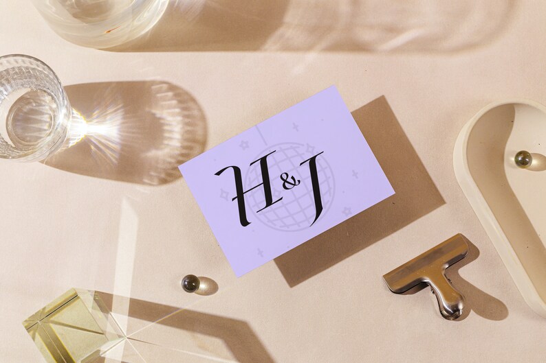 Disco Ball Wedding Details Card Minimalist Wedding Etsy