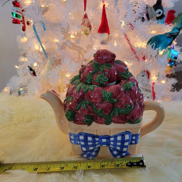 Unique Peggy Jo Ackley Strawberry Teapot!
