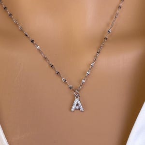 Custom Initial Necklace Pave Letter Necklace with Diamonds STAINLESS STEEL Initial Necklace Personalized Minimal Jewelry Monogram Necklace
