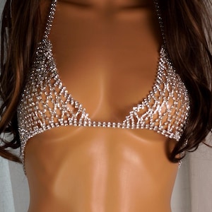Chain Bra Jewelry Body Chain Bra Rhinestone Bra chain Silver Body Jewelry Body Jewelry Lingerie Festival Jewelry Rave Outfit Joy Underwear