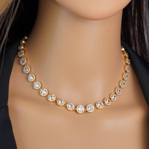 Tennis Necklace Gold Zircon Necklace STAINLESS STEEL Necklace Chain Rhinestone Choker Moissanite Diamond Tennis Chain Zircon Stone Necklace