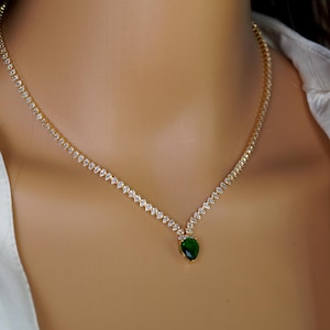 18K Gold Plated Zircon Tennis Chain Necklace Rhinestone Necklace CZ Tennis Necklace Moissanite Diamond Tennis Chain 40cm Wedding Necklace
