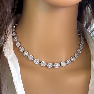 Tennis Necklace Gold Zircon Necklace STAINLESS STEEL Necklace Chain Rhinestone Choker Moissanite Diamond Tennis Chain Zircon Stone Necklace