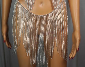 Silver Chain Belt Body Chain Lingerie Rhinestone Belt Chain Silver Body Jewelry Rhinestone Chain Festival Jewelry Rave Outfit Joy Underwear