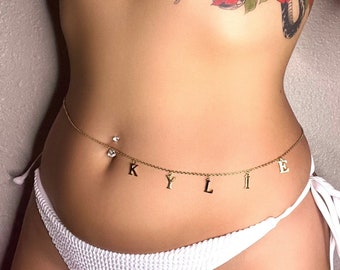 Name Waist Chain, Custom Waist Chain, Personalized Belly Chain, Personalized Bikini Body Chain Custom Jewelry for Women, Body Chain Jewelry