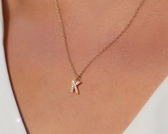 Custom Dainty Pave Letter Necklace with CZ Diamonds, Handmade Tiny Initial Necklace, Personalized Minimal Jewelry Gift For Her Gifts for Mom