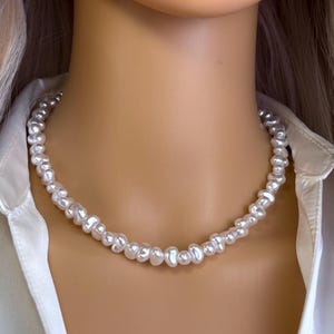 Irregular Pearl Necklace Handmade Necklace for Women Pearl Choker Necklace Pearl Jewelry Handmade Jewelry Pearl Beaded Necklace Gift For Mom