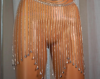 Silver Chain Belt Body Chain Lingerie Rhinestone Belt Chain Silver Body Jewelry Rhinestone Chain Festival Jewelry Rave Outfit Joy Underwear