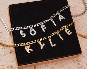Ursteel Aangepaste naam ketting gepersonaliseerd, 14K vergulde