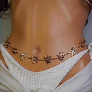 Sun Waist Chain Beach Jewelry Belly Chain Body Jewelry Sun Jewelry Bikini Body Chain Summer Jewelry Festival Jewelry Gold Hip Chain Belt
