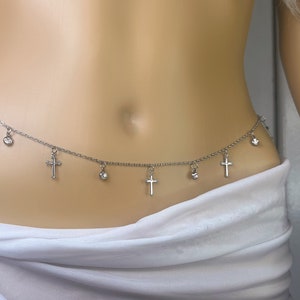 Cadena cruzada para la cintura, cadena cruzada para el cuerpo, cadena dorada para la cintura, joyería dorada para el cuerpo, cadena plateada para el vientre, cadena para el cuerpo, joyería para el cuerpo del bikini, joyería de verano