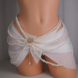 Gold Pearl Waist Chain Beach Jewelry Pearl Belly Chain Body Jewelry Bikini Body Chain Summer Jewelry Festival Jewelry Pearl Belt Hip Chain