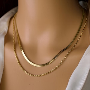 18K Gold Plated Stainless Steel Gold Rope Chain Snake Chain Layered Necklace For Women Jewelry Birthday Gift For Her Stacked Necklace Gold